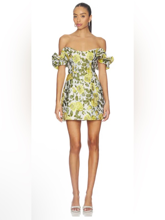 Katie May Dresses & Skirts - Katie May Off-Shoulder Floral Mini Dress in Yellow and Green Sz Medium NWT